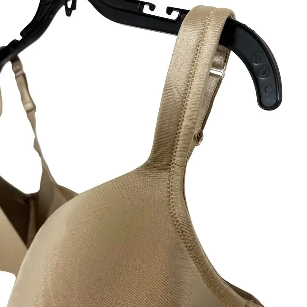 CACIQUE LIGHTLY LINED FULL COVERAGE Beige Tan Smooth Underwire Bra Satin 44DDD